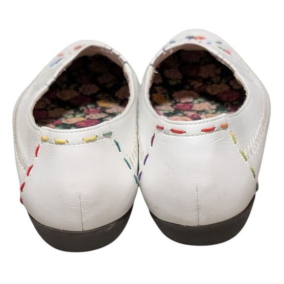Hush Puppies white leather embroidered loafers size 7.5 EE comfort boho walking - Picture 5 of 9